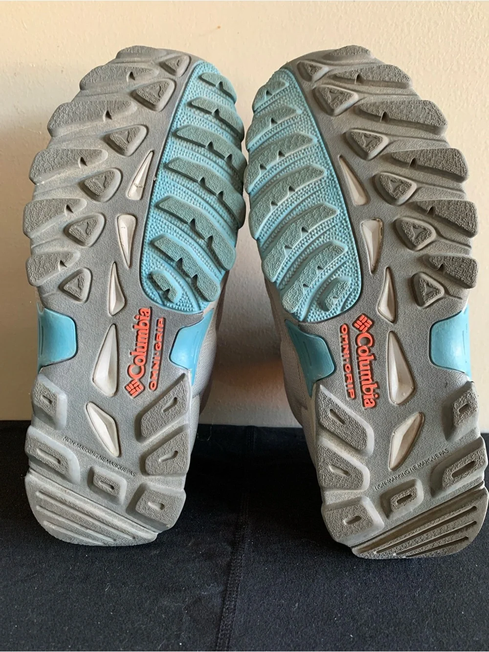 Columbia Blue and Gray Hiking Shoes with Orange Accents